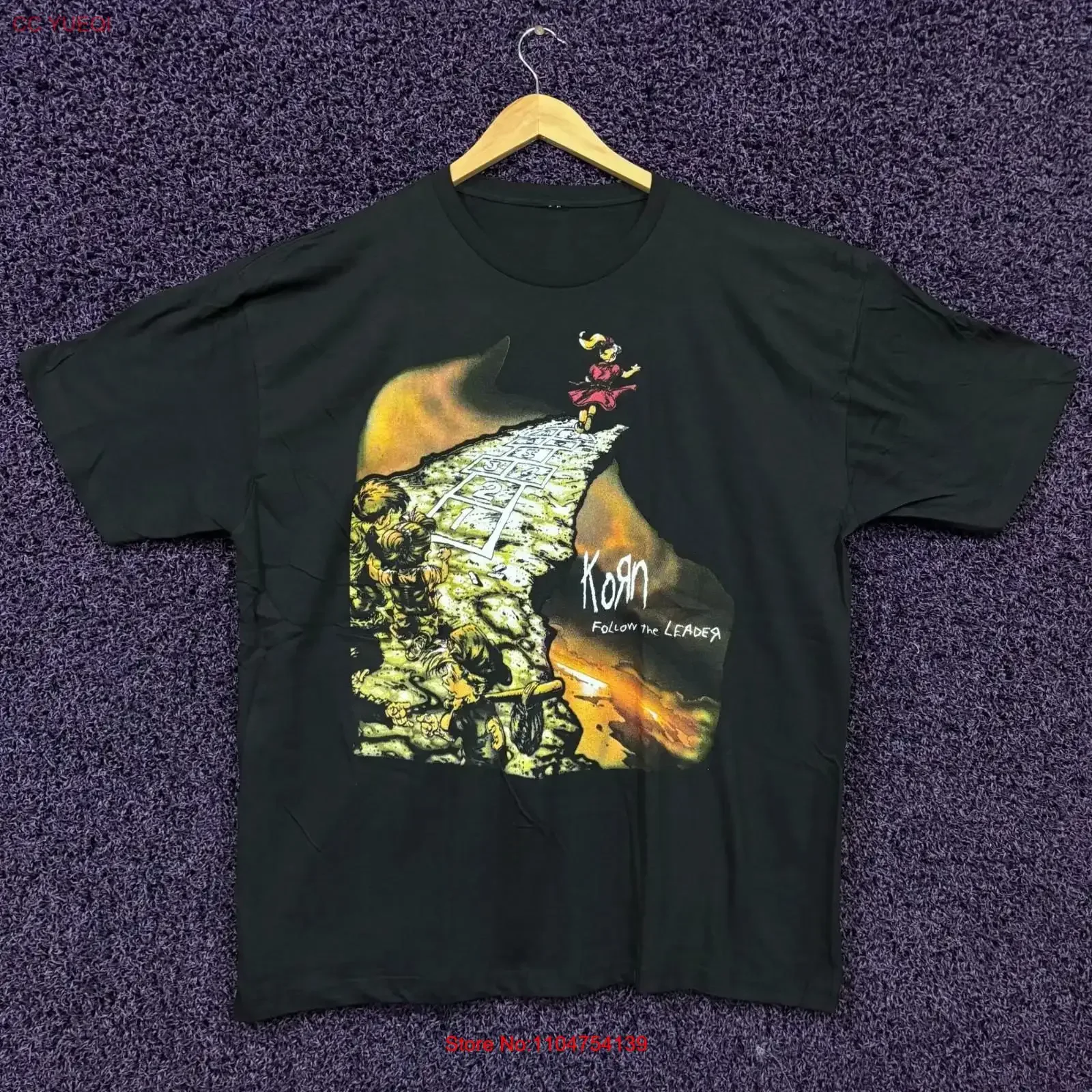 Korn Follow The Leader Rock T shirt size extra large vintage Washed Top For Everyday Wear Stylish Versatile fashion Soft