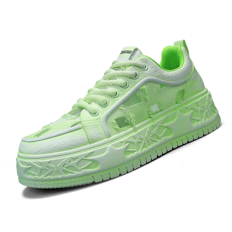 

2025: мужские повседневные кроссовки на шнуровке на весну и осень на толстой подошве, модная и дышащая парусиновая вулканизированная обувь