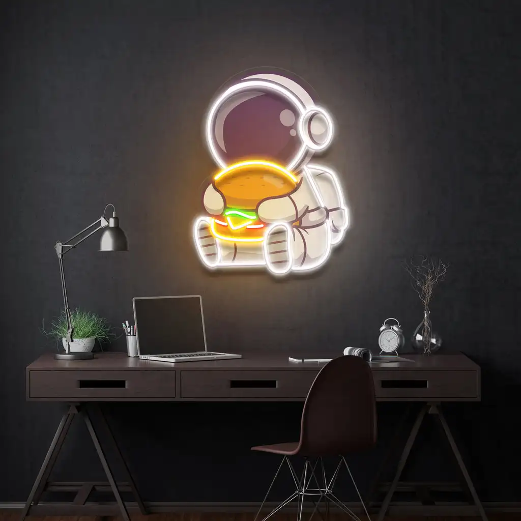 Astronaut Neon Sign Fast Food Restaurant Kitchen Wall Art Decor Coffee Drink Business Shop Sign UV Printed Artwork Anime Neon