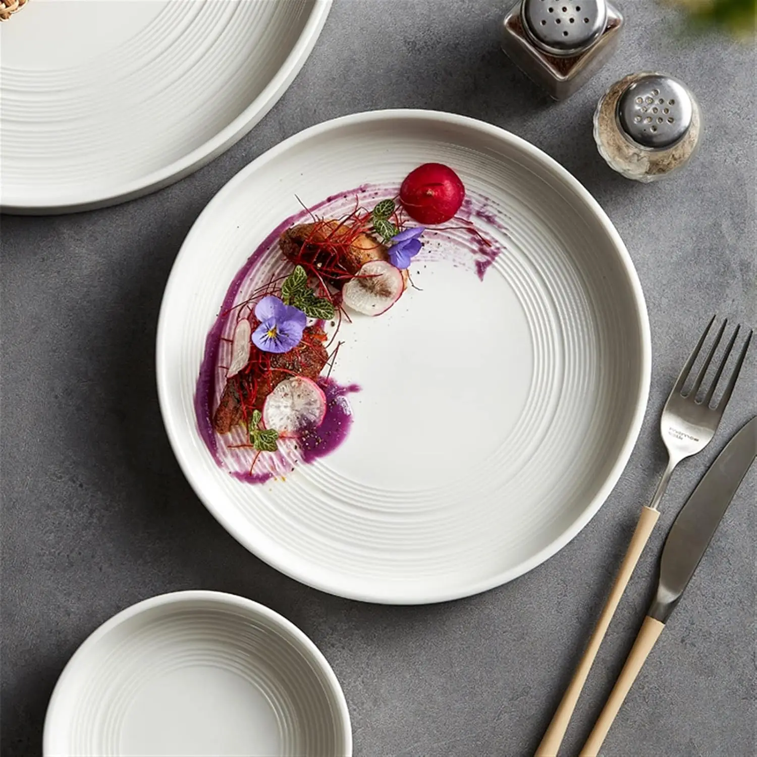 Nordic Light Luxury White Ceramic Steak Plates Flat Shallow Western Dinner Plates High-End Tableware Steak Pasta Salad Serving