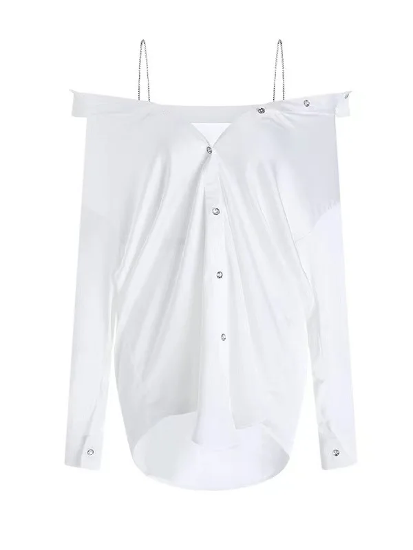 Meow Beauty Boyfriend Wind Snow Spin Camicia Fascino maturo Biancheria intima elegante Abstinence Cappotto a catena Solido scuro V Abito ampio W0UF