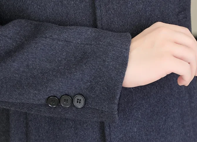 Hochwertiger, modischer, einseitiger Mantel für Herbst/Winter 2022, neuer, einreihiger, mittellanger Wollmantel für Herren aus 50 Wolle, M-4XL – Detail 16