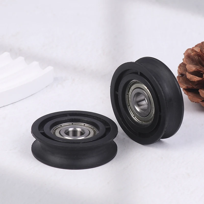 10*48.5*14mm U Groove Track Guide Wheel Roller R5mm Pulley 6200 Bearing Wheel Plastic Coated Nylon Roller Pulley