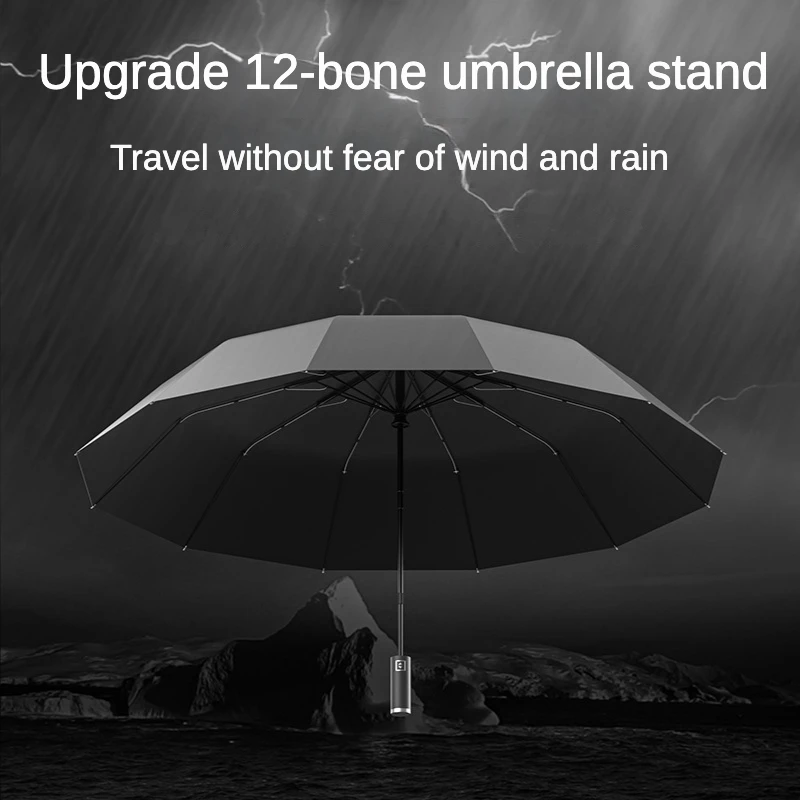 Sunny Strong Parasol Rainy Large Shade Windproof Automatic For Reinforced 12 Women Men Fully Umbrellas Bone And Folding Umbrella