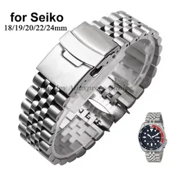 316L Solid Stainless Steel Strap for Seiko SKX009 Jubilee Bracelet Curved End Men Watch Accessory 18mm 19mm 20mm 21mm 22mm 24mm