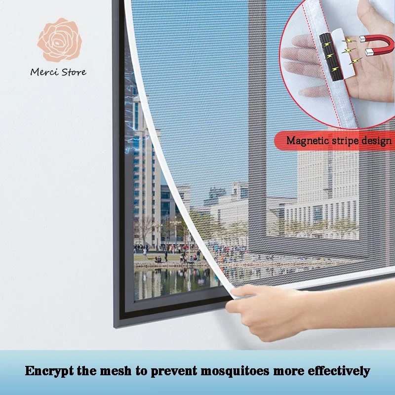 

White magnetic mosquito screen, window screen, self installing self-adhesive curtains for home use,simple invisible mosquito net