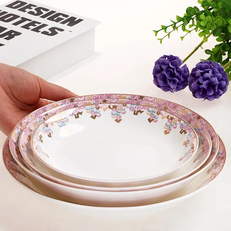 4pcs, 6+7+7.5+8inch, bone china ceramic plates dinner set, dinner set of plates, porcelain charger plate, kitchen utensils sets