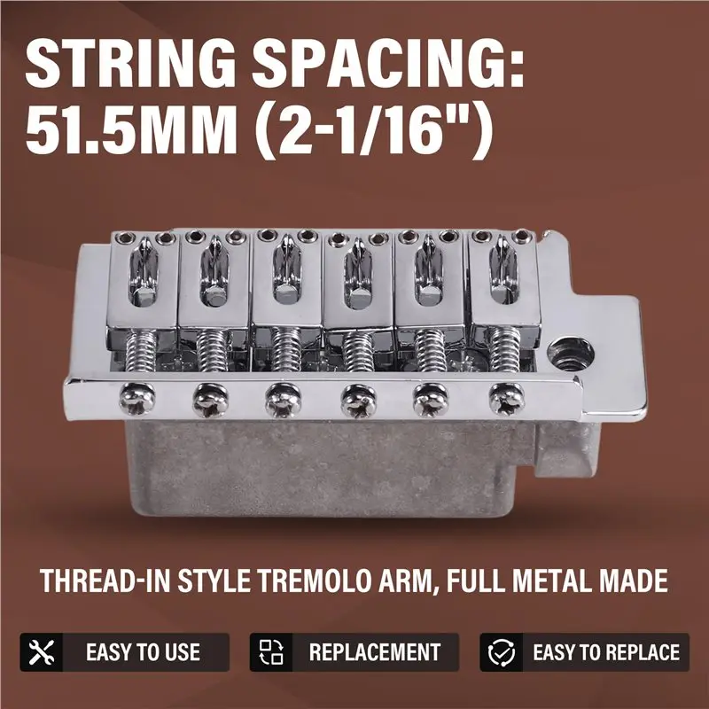 A74K-51.5Mm 2-Point Guitar Tremolo Bridge 36Mm Short Zinc Block For Squier Electric Guitar Accessories