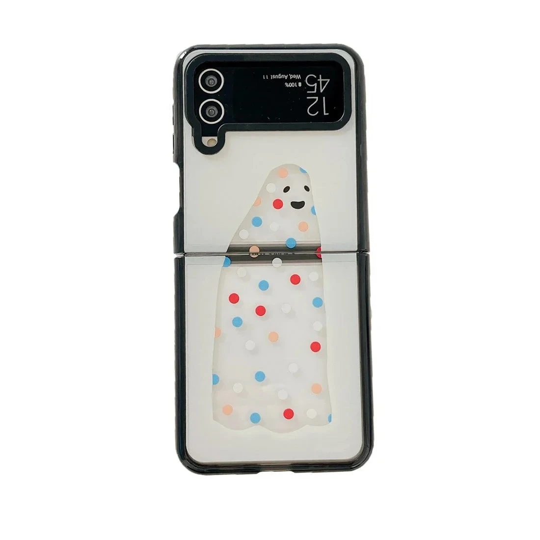 

Black Border Acrylic Cartoon Ghost Phone Case for Samsung Galaxy Z Flip 5 4 3 Back Cover for ZFlip4 ZFlip5 Hard Case Shell