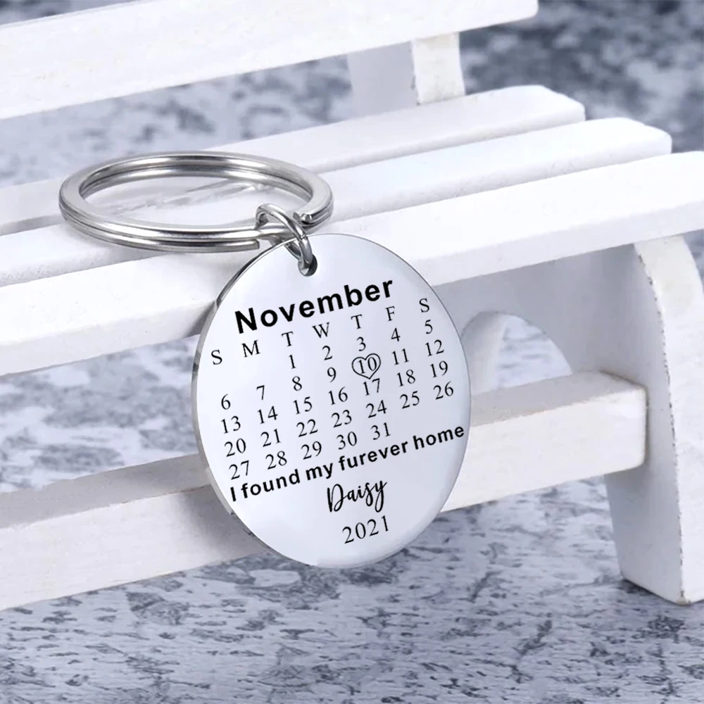 

Personalized Calendar Keychain Fashion Stainless Anniversary Gift Gifts for Boyfriend and Girlfriend Custom Date Keyring