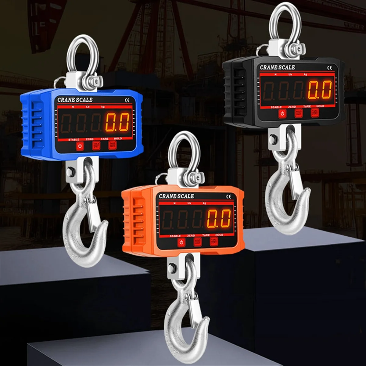 Hanging Scale, Digital Crane Scale 1000KG, Industrial Heavy Duty Crane Scale LED Indication, Blue