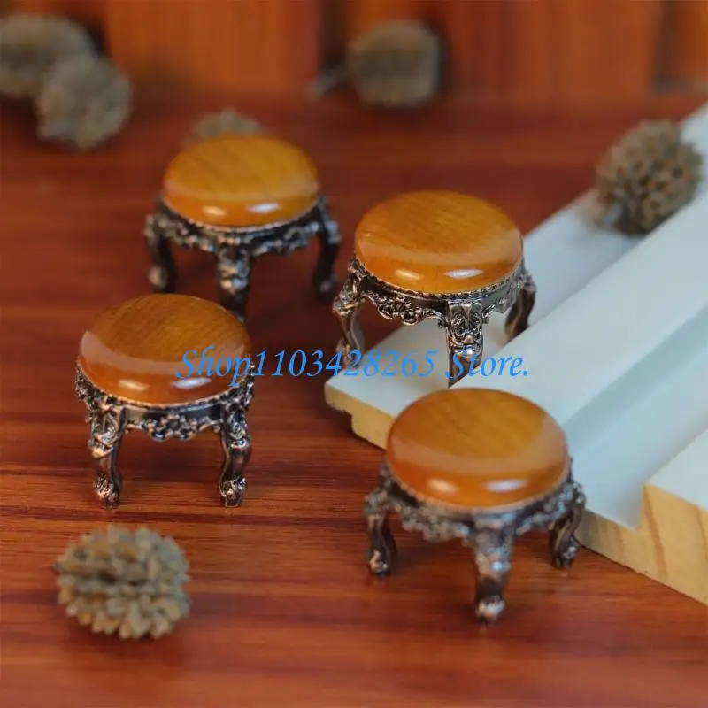 مجموعة مائدة مستديرة لبيوت الدمى بمقياس 1:12 مكونة من 4 كراسي أثاث مصغر لمشهد تناول الطعام G2TE