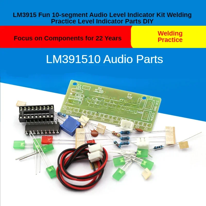 1PCS LM3915 10 LED Sound Audio Spectrum Analyzer Level Indicator Kit DIY Electoronics Soldering Practice Set