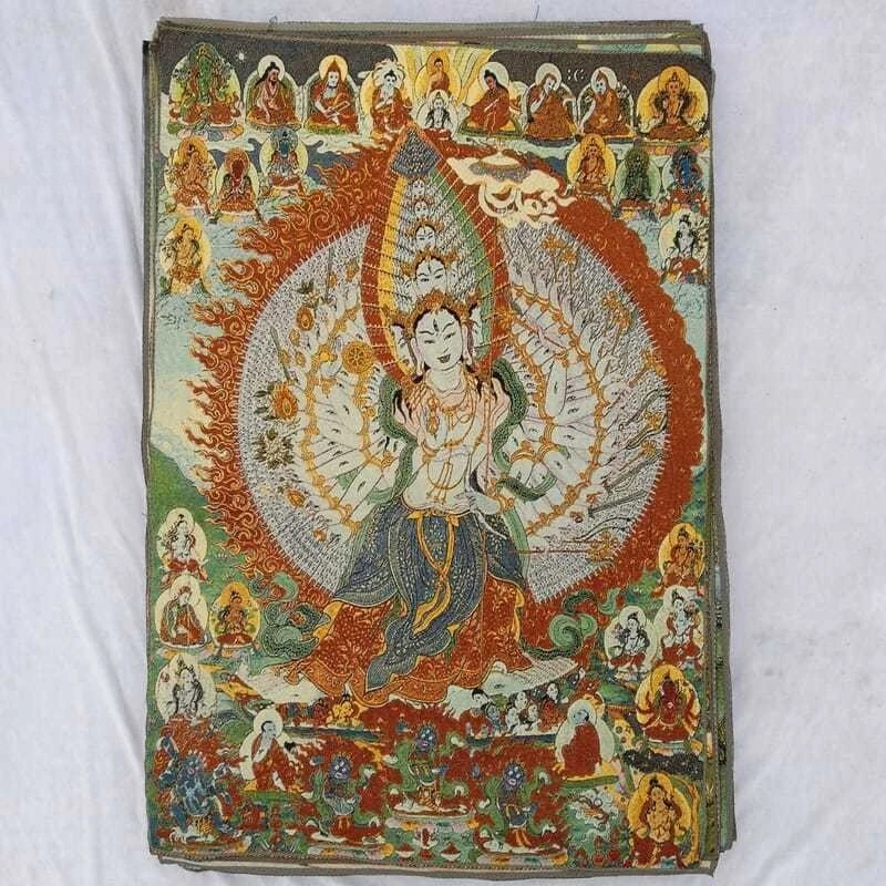 Tibet Tibetan Cloth Silk Thousand-hand avalokitesvara bodhisattva Thangka Tangka Embroidery Painting Embroidery Hanging Pictures