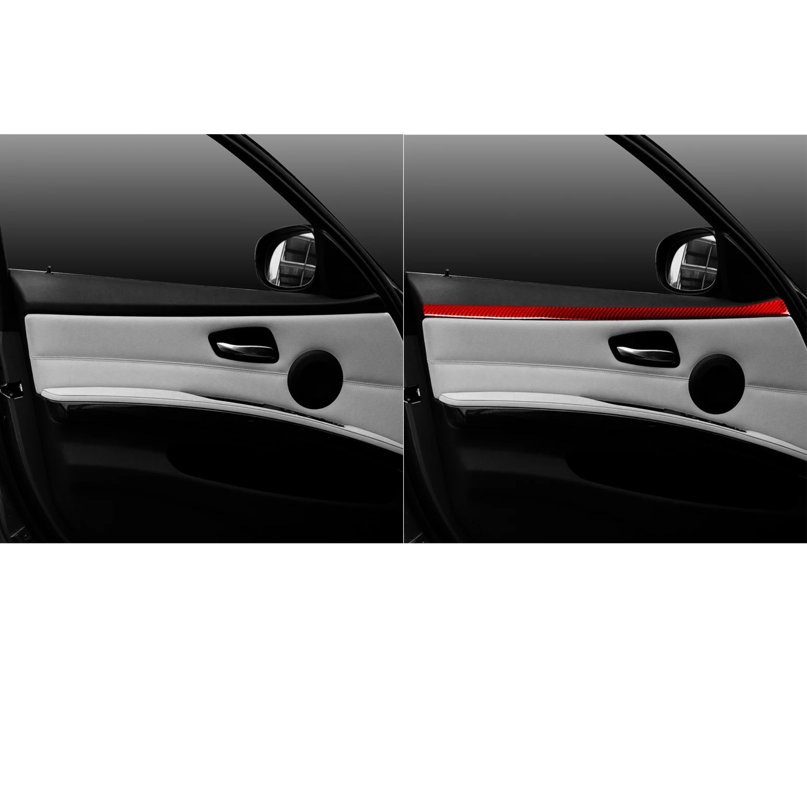 For BMW 3 Series E90 2005-2012 Car Front Door Panel Trim Red Real Soft Carbon Fiber Interior Accessories Decoration Stickers