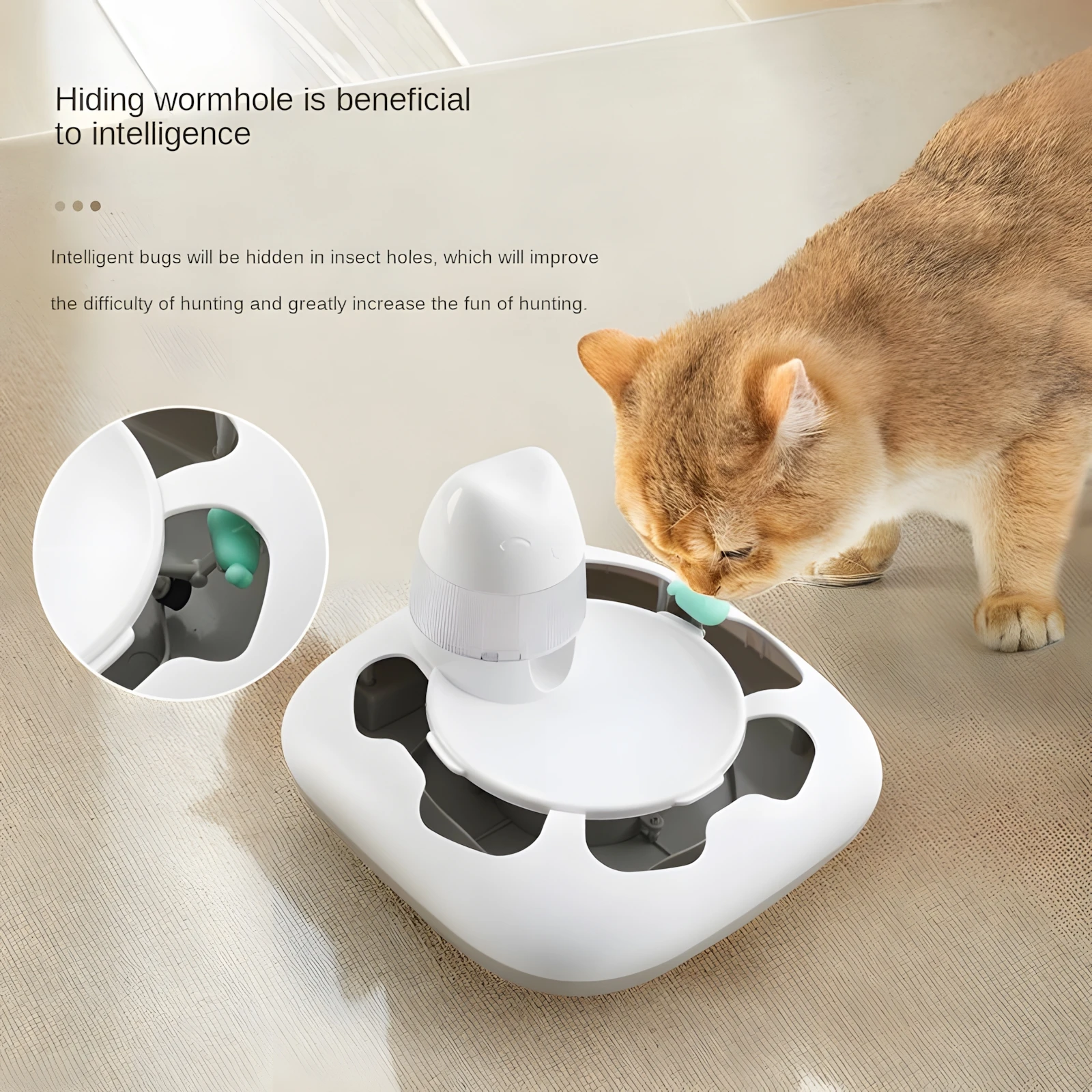 Automatic Cat Trap Toy Pet Teaser Stick Pet Interactive Food Dispenser Multi-functional Rounded Funny Smart Pet Enrichment Toy