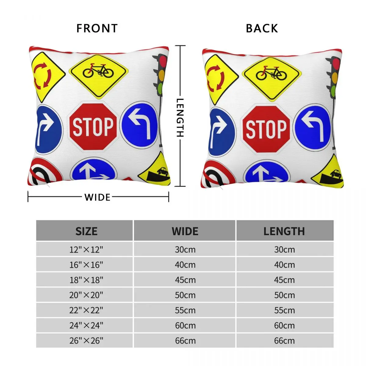Traffic Signs 1 Square Pillowcase Pillow Cover Polyester Cushion Decor Comfort Throw Pillow for Home Car