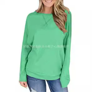 

Американские европейские новые модные осенние женские однотонные повседневные модные свободные пуловеры с круглым вырезом и длинными рукавами, женские топы