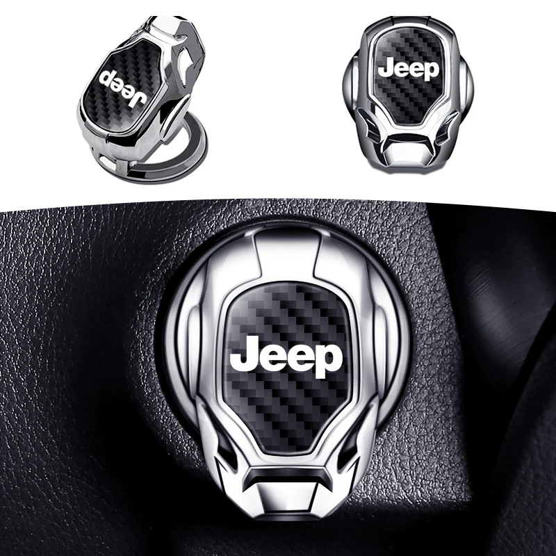 

One-key Start Cover Car Engine Start-stop Button Cover Car decoration For Jeep Grand Cherokee Wrangler JK Renegade Accessories
