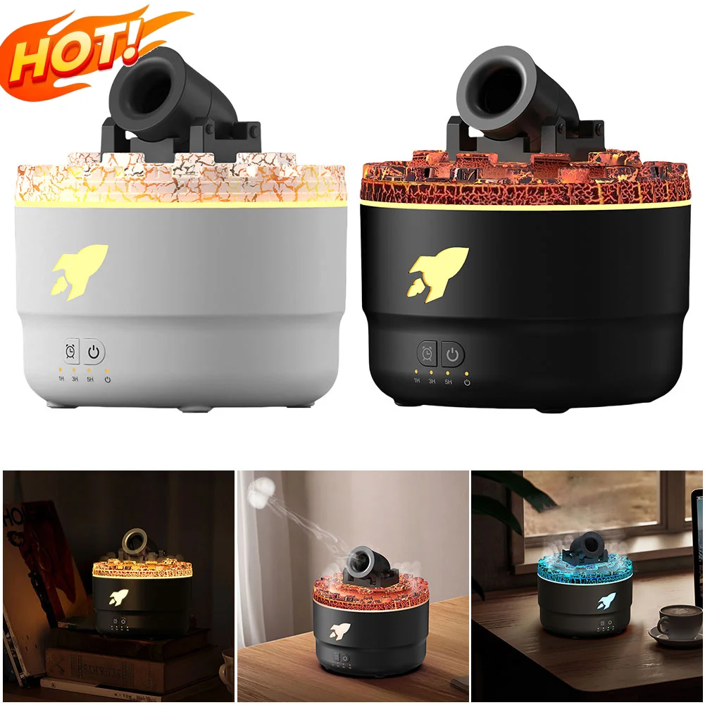 Volcanic Crack Cannons Humidifier Essential Oil Diffuser with Timer RGB Cannon Blast Aroma Humidifier Aromatherapy Diffuser