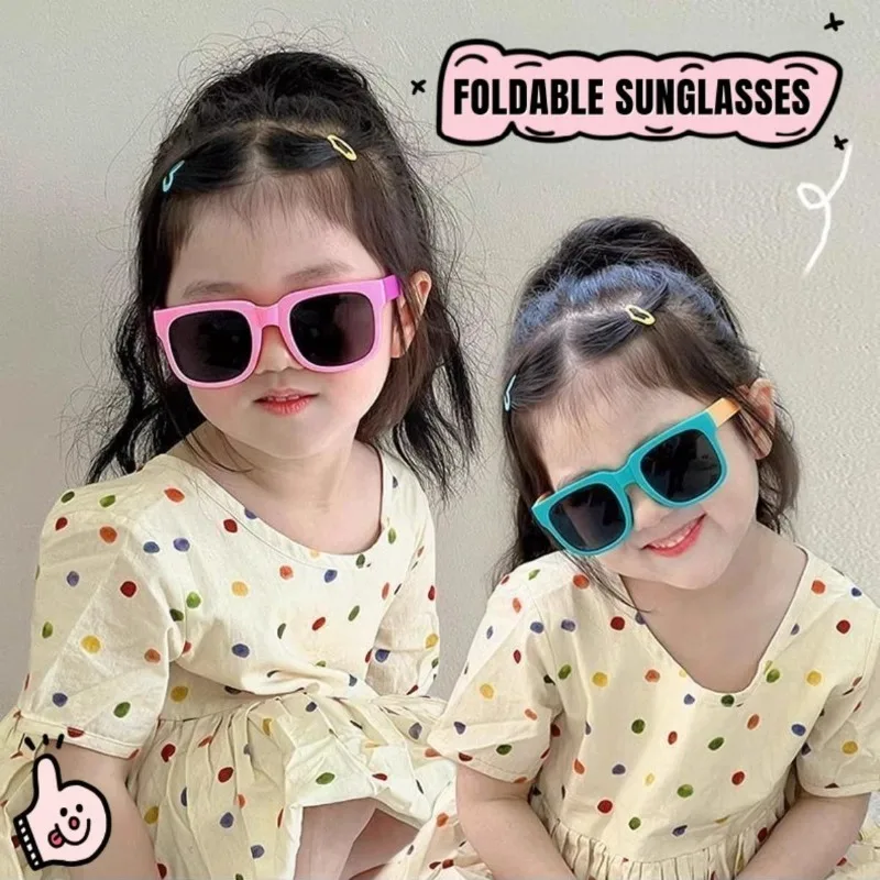 Faltbare Sonnenbrille für Kinder, neuer quadratischer Rahmen, modische bunte Bonbonfarben-Brille für Kinder, UV400-Schutzbrille für den Außenbereich