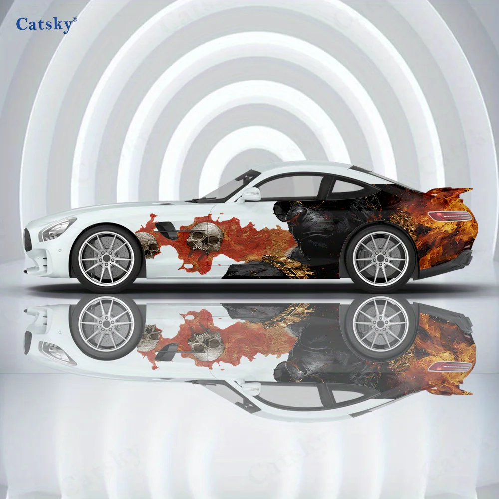 

Chimpanzee Flame Skull Car Vinyl Wraps Decal Self-adhesive PVC Sticker Suitable for Trucks SUV Decoration Auto Accessories Gift