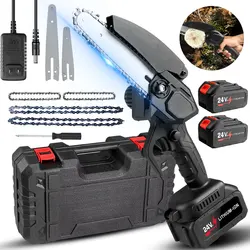 6 Inch Mini Electric Chainsaw Handheld Portable Rechargeable Lithium Garden Woodworking Electric Chainsaw Cutting Power Tool