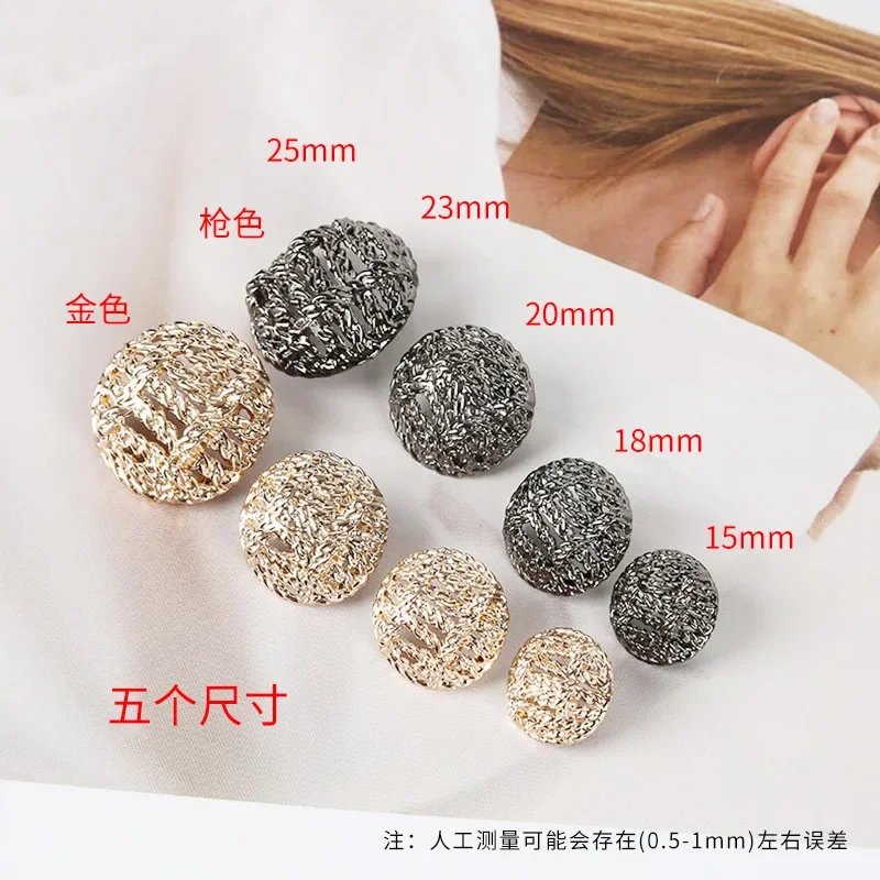 50Pcs Stylish Metal Cutout Buttons for Coat and Suit Decoration Mesh Design and Hand Sewing Thread Sewing Accessories Wholesale