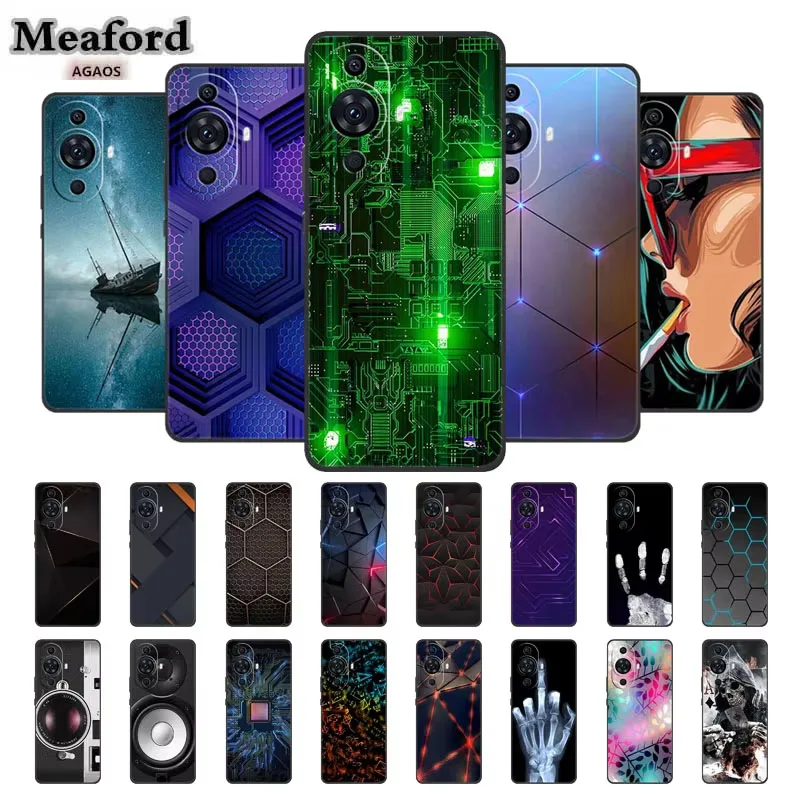 Funda negra fresca para Huawei Nova 11i, Funda trasera de silicona suave de lujo TPU para Huawei nova 11 ultra Huawei nova 11 pro, Funda para parachoques