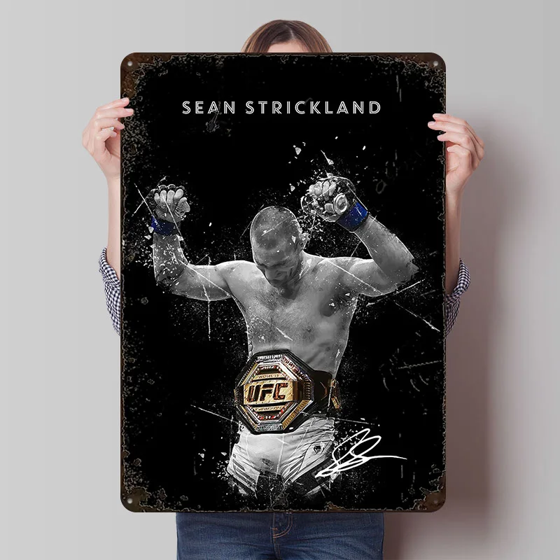 Sean Strickland Tinplate Poster Customized Wall Art Vintage Metal Signs Retro Tin Plaque for Modern Home Decoration Luxury House