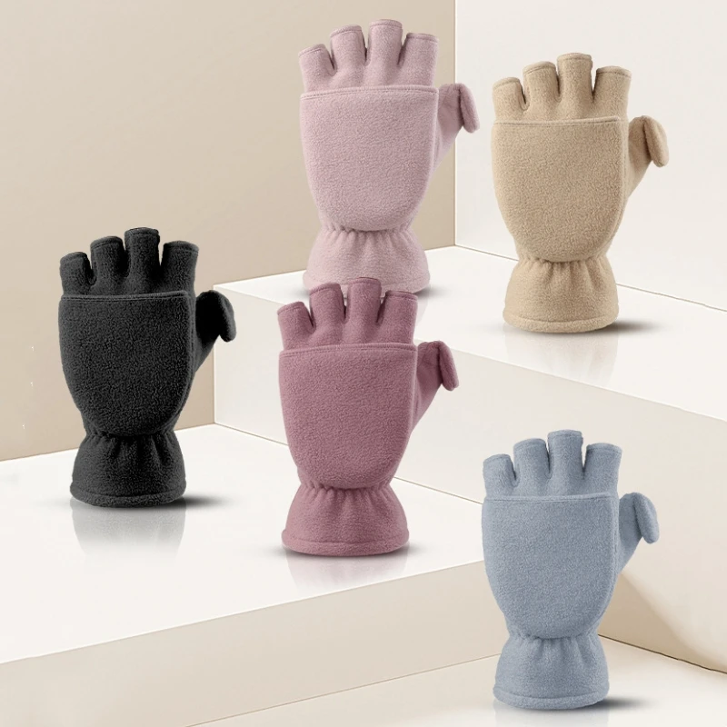 

Windproof Flip-Top Fleece Gloves Thickened Thermal Winter Gloves for Photography & Students&Outdoor Bike Riding
