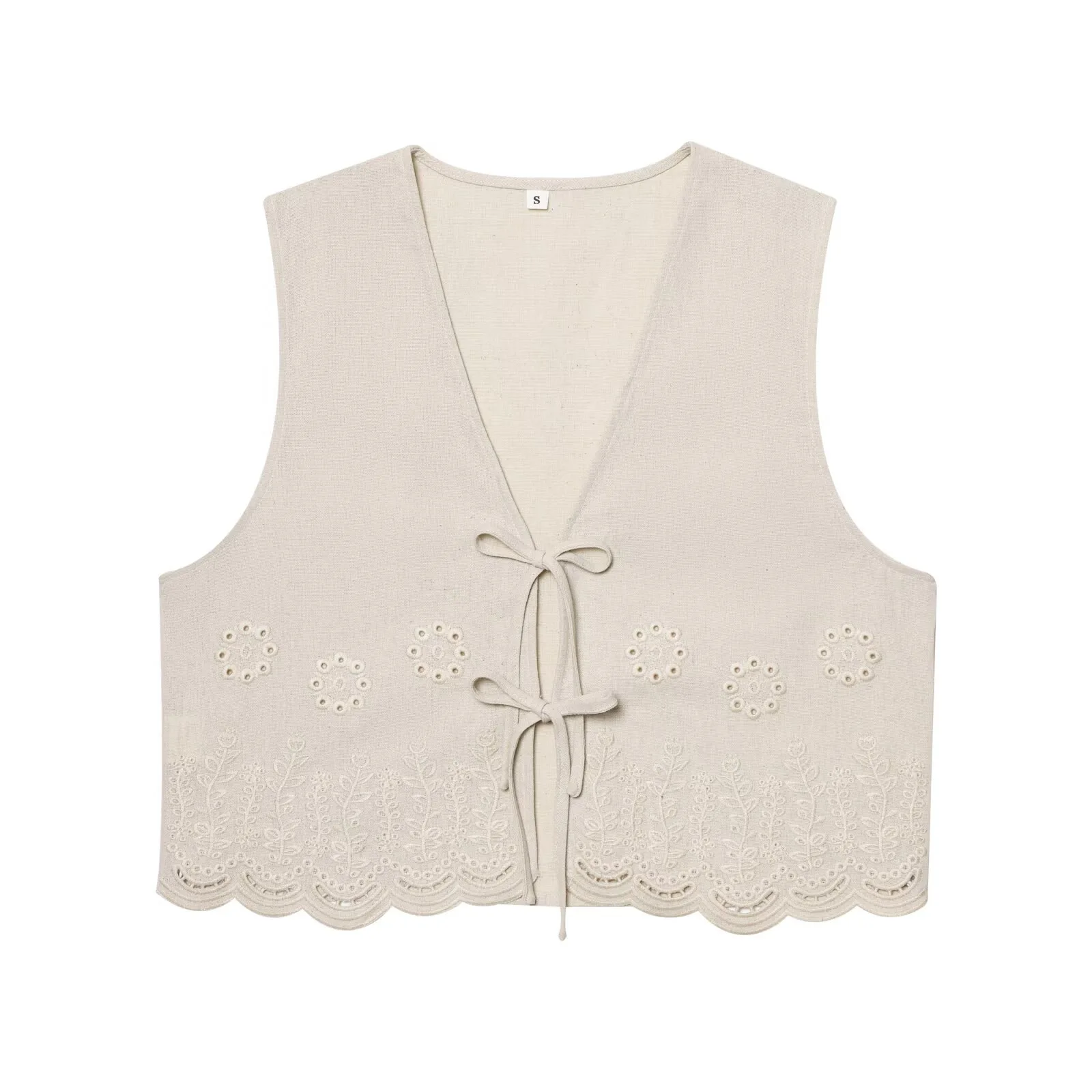 Estilo de verão feminino corte bordado rendas colete superior étnico nicho colete curto para roupas da moda