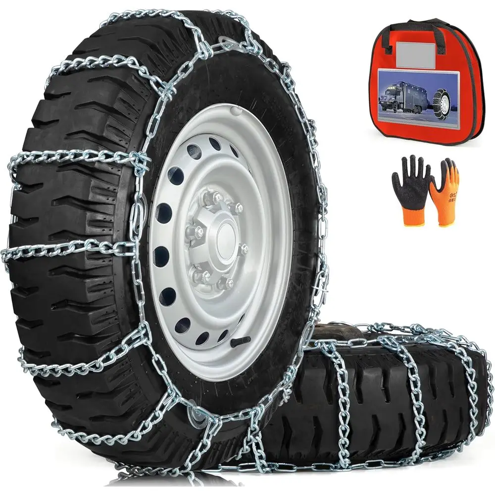 

Heavy Duty Snow Chains Tire Chains for Truck & Light Truck, Durable High Carbon Steel Anti-Slip Design, Set of 2 (220295)