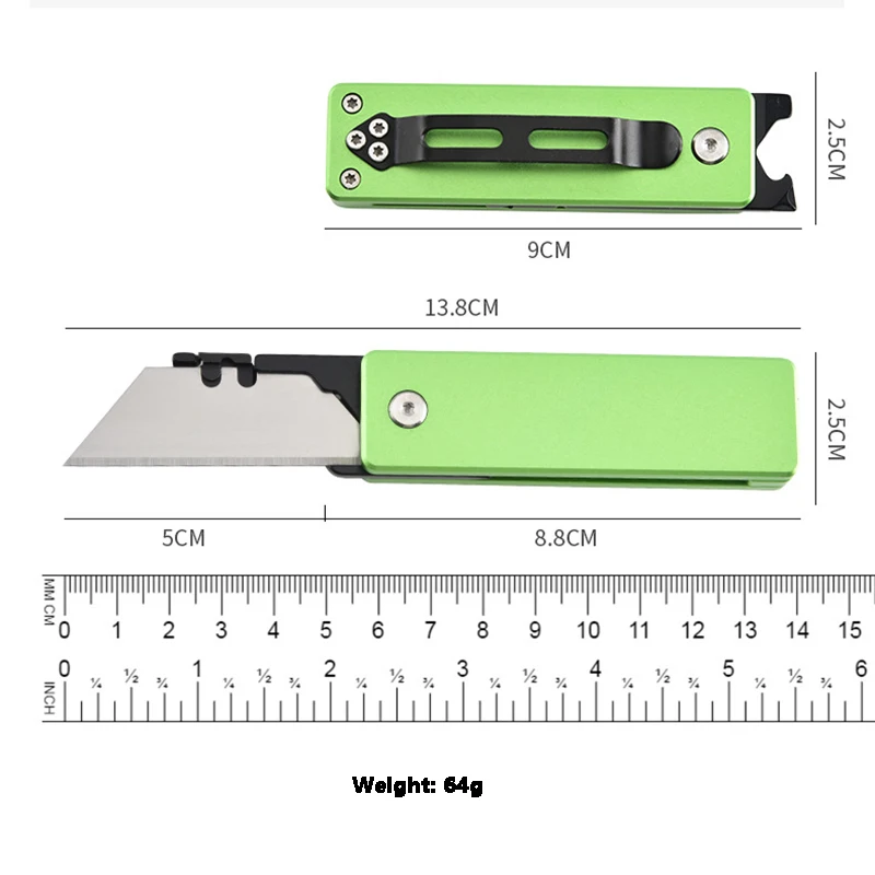 Aluminum Alloy Multifunctional Utility Knife with 10 SK5 Alloy Blades EDC Tool Outdoor Portable Pocket Knife Wallpaper Knife