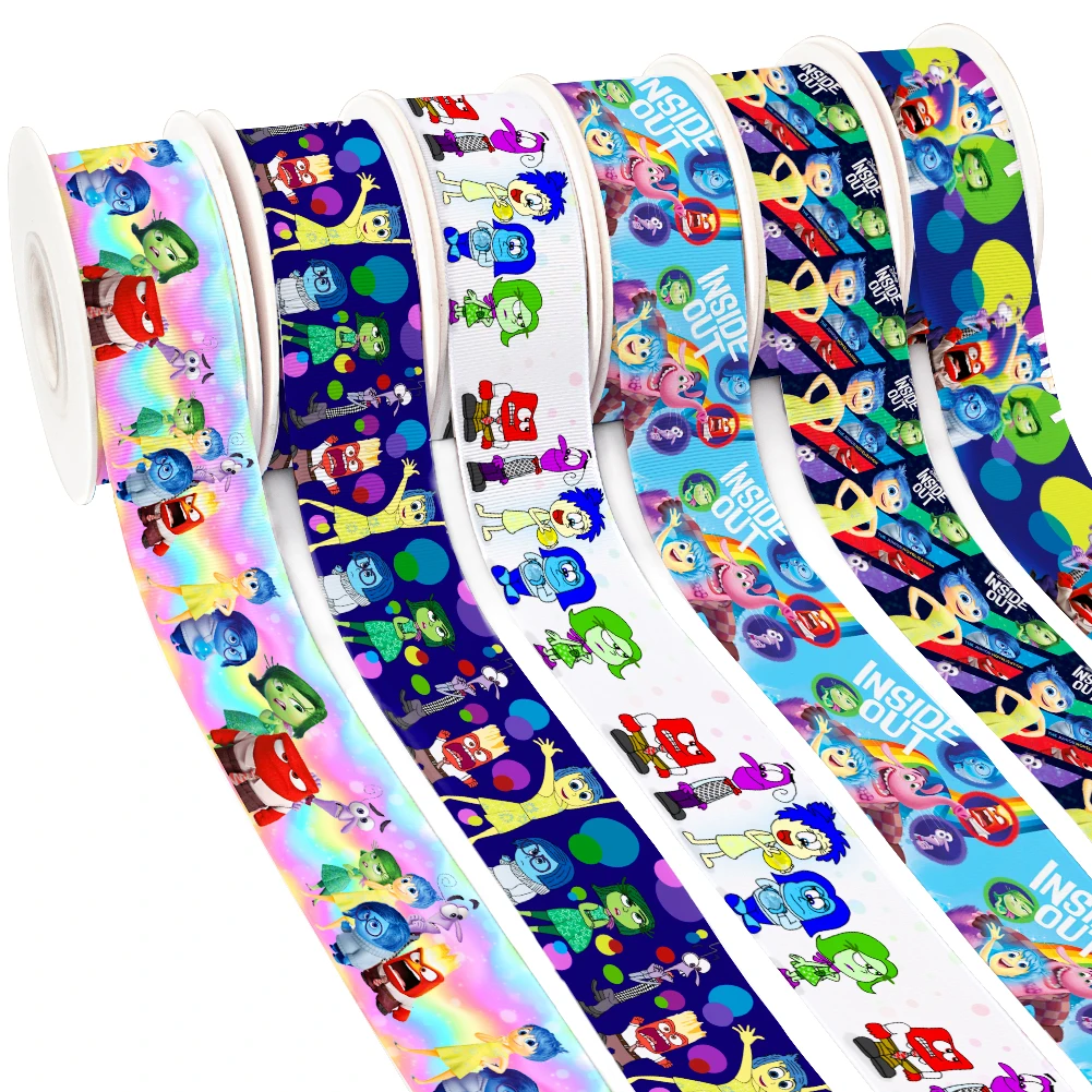 Disney Inside Out Printed Grosgrain Ribbon for Cheer Bows DIY Girl Gift Wrap 10yards Satin Ribbon