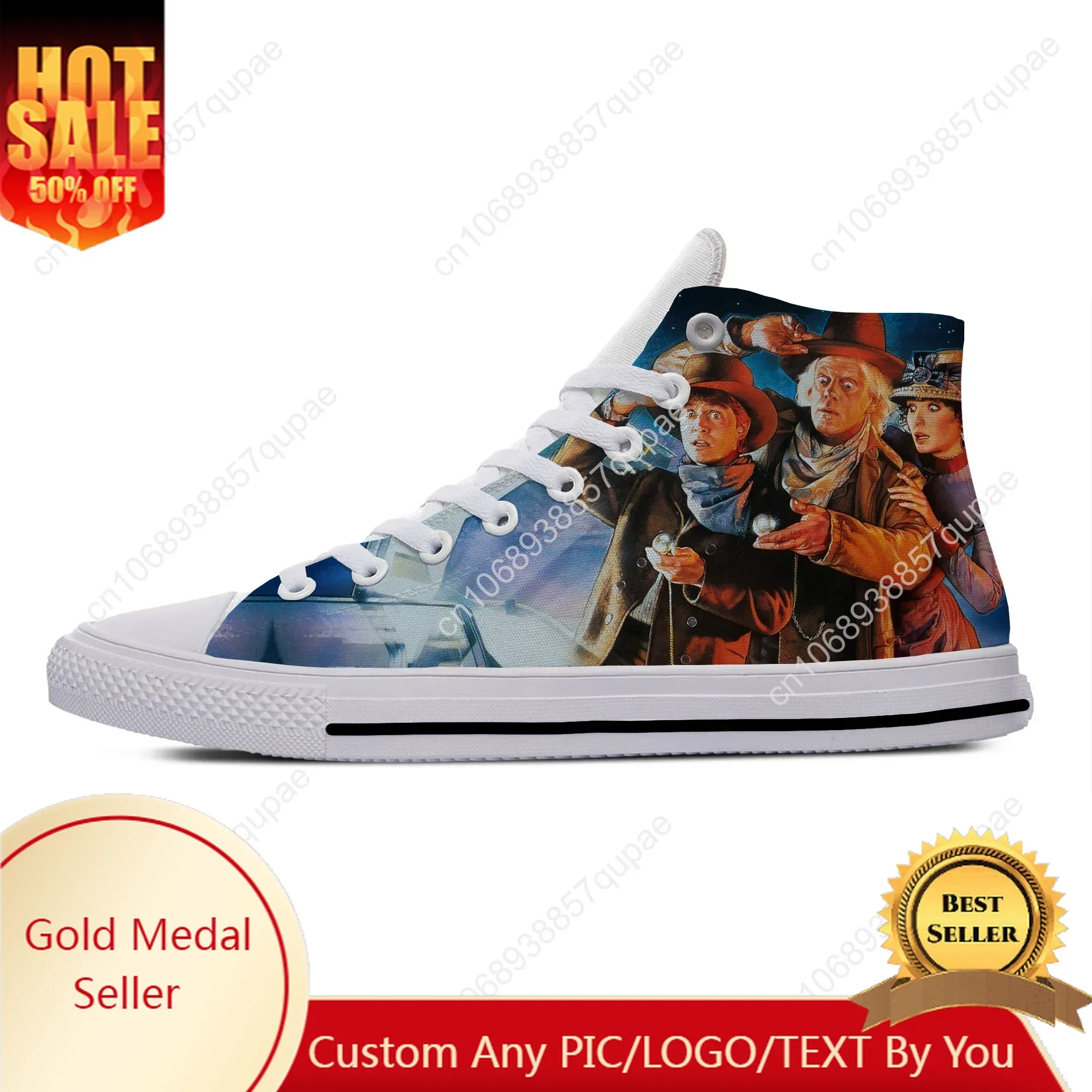 

Movie Back To The Future Funny Fashion Popular Casual Cloth Shoes High Top Lightweight Breathable 3D Printed Men women Sneakers