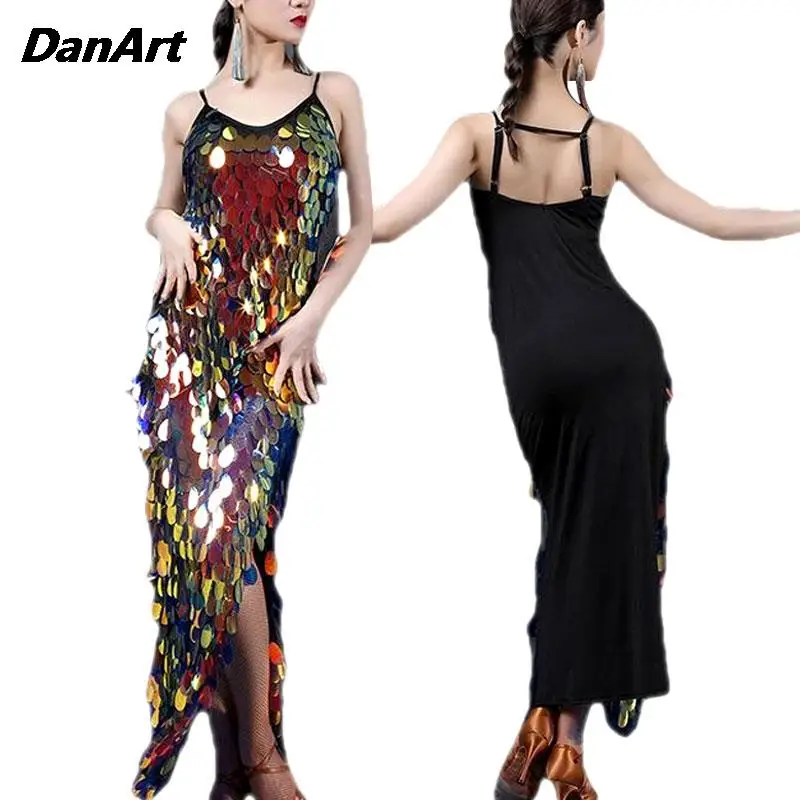 

Women's Belly dance Clothes Sexy Sequin Mermaid Dress Latin Dance Costume Lady Dance Ball Party Evening Catwalk Gala Gowns