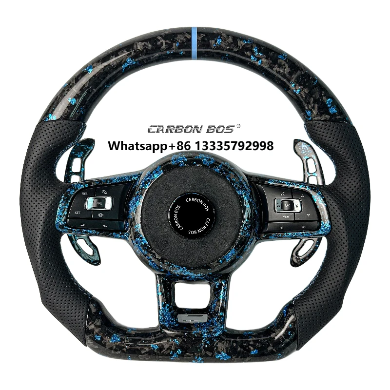 

High-end Custom for ’Volkswagen Golf MK6 MK7 GTI Golf R Car Blue Forged Carbon Fiber Steering Wheel