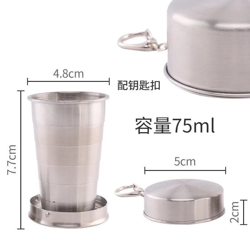 Tasse pliante en acier inoxydable, ustensiles de cuisine de camping, tasse rétractable, tasses à thé, ustensiles de camp, tasse pliée, ustensiles de