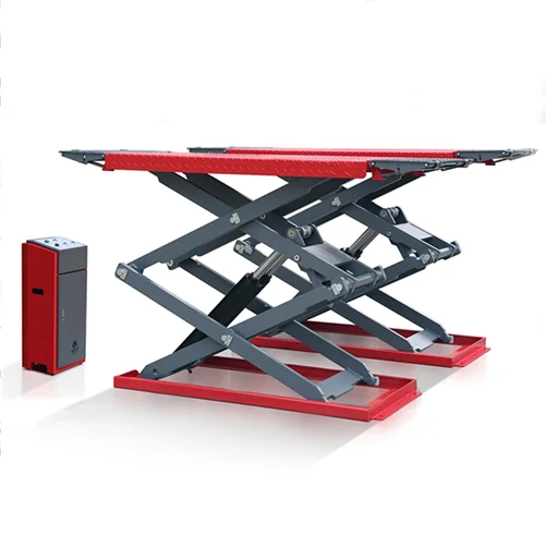 3500kg 1850mm 4 Cylinders Scissor Car Lift Workshop Above Ground Ultra Thin Scissor Lift 3.5T Scissor Car Lift