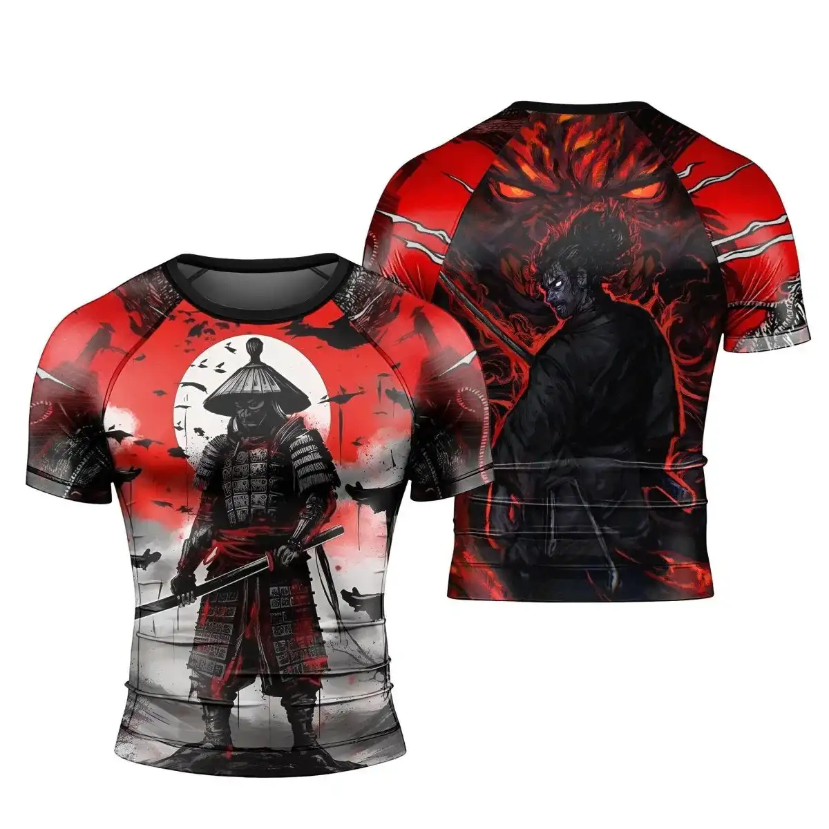 Neues Samurai Musashi Sport Kurzarm-Lauf-Fitness-T-Shirt für Herren mit atmungsaktivem, schnell trocknendem Design, flexibel und langlebig