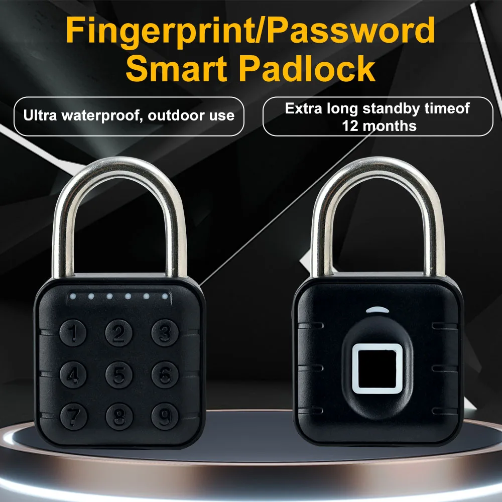 Waterproof Password Padlock 6 Digits Code 10 Group Smart Fingerprint Lock Zinc Alloy Suitcase For Luggage Travel Code Anti-theft