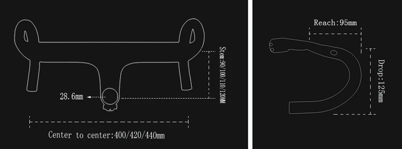 NEW Aero Integrated Road Bicycle Handlebars T800 UD Carbon 28.6mm Black/Matte Glossy 400/420/440mmx90/100/110/120mm