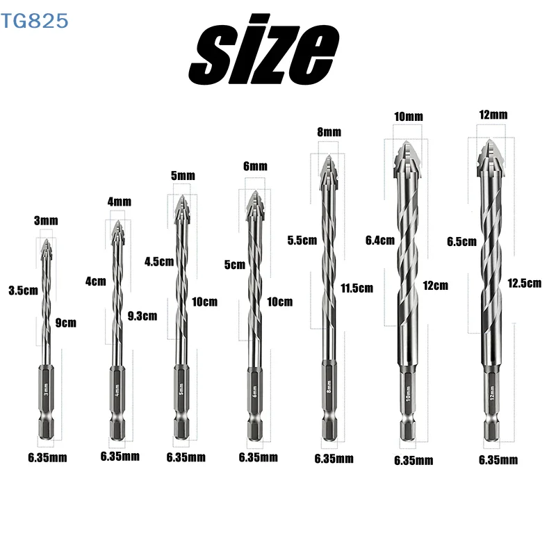 

【AN】【NH】7pcs/sets Tungsten Steel Serrated Drilling Bit Set For Ceramic Plastic Tile Ceramic Glass Concrete