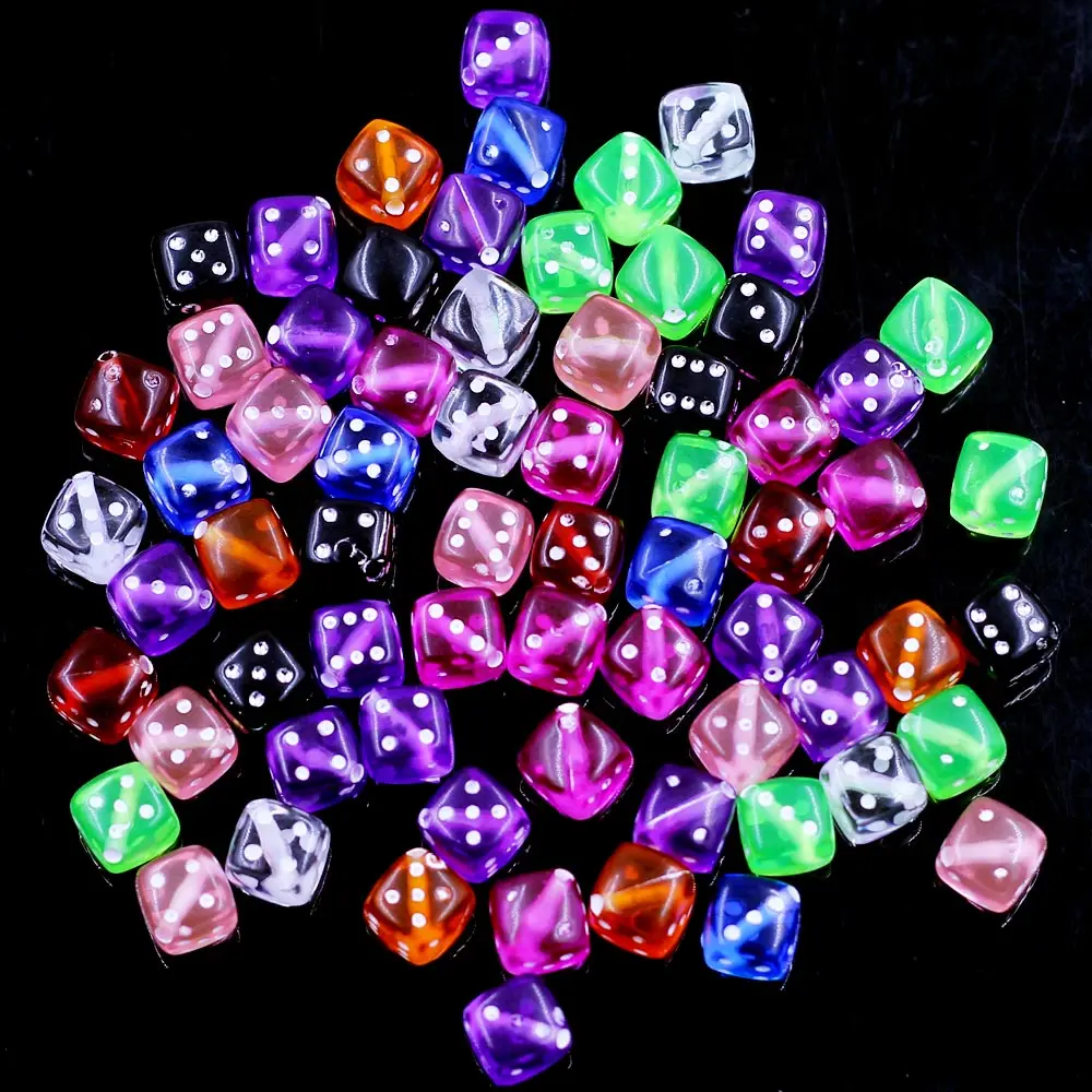 50 Stück Spacer Perlen Würfel Würfel Acryl Punkt bunt transparent für Charms Halskette Schmuck Dekoration Armbänder DIY Erkenntnisse 9 mm – Detail 4