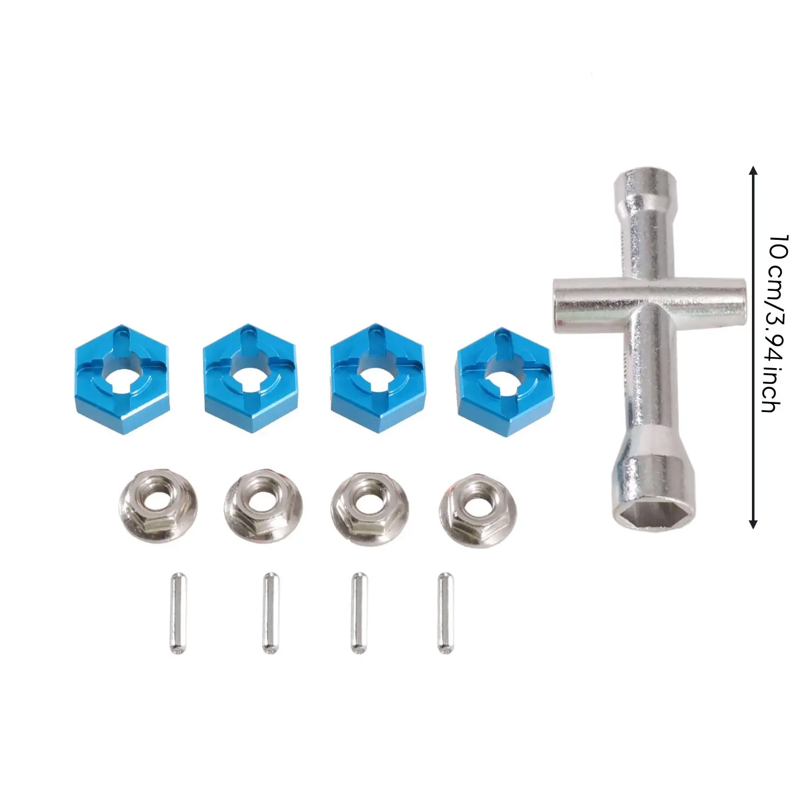 Hex RC Car Hub Adapter 12mm Metal Wheel Mount with Lock Nut for 1/14 1/16 RCX