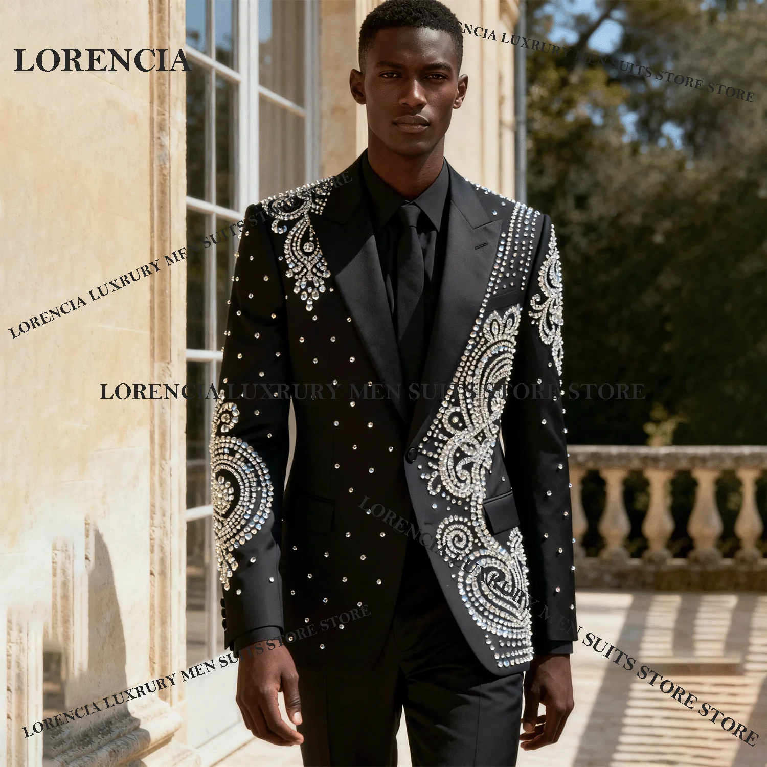 

Модные костюмы высокого класса со стразами и бисером, мужские комплекты из 2 предметов для жениха, смокинги с бриллиантами, мужской пиджак для выпускного вечера, Ropa Hombre по индивидуальному заказу