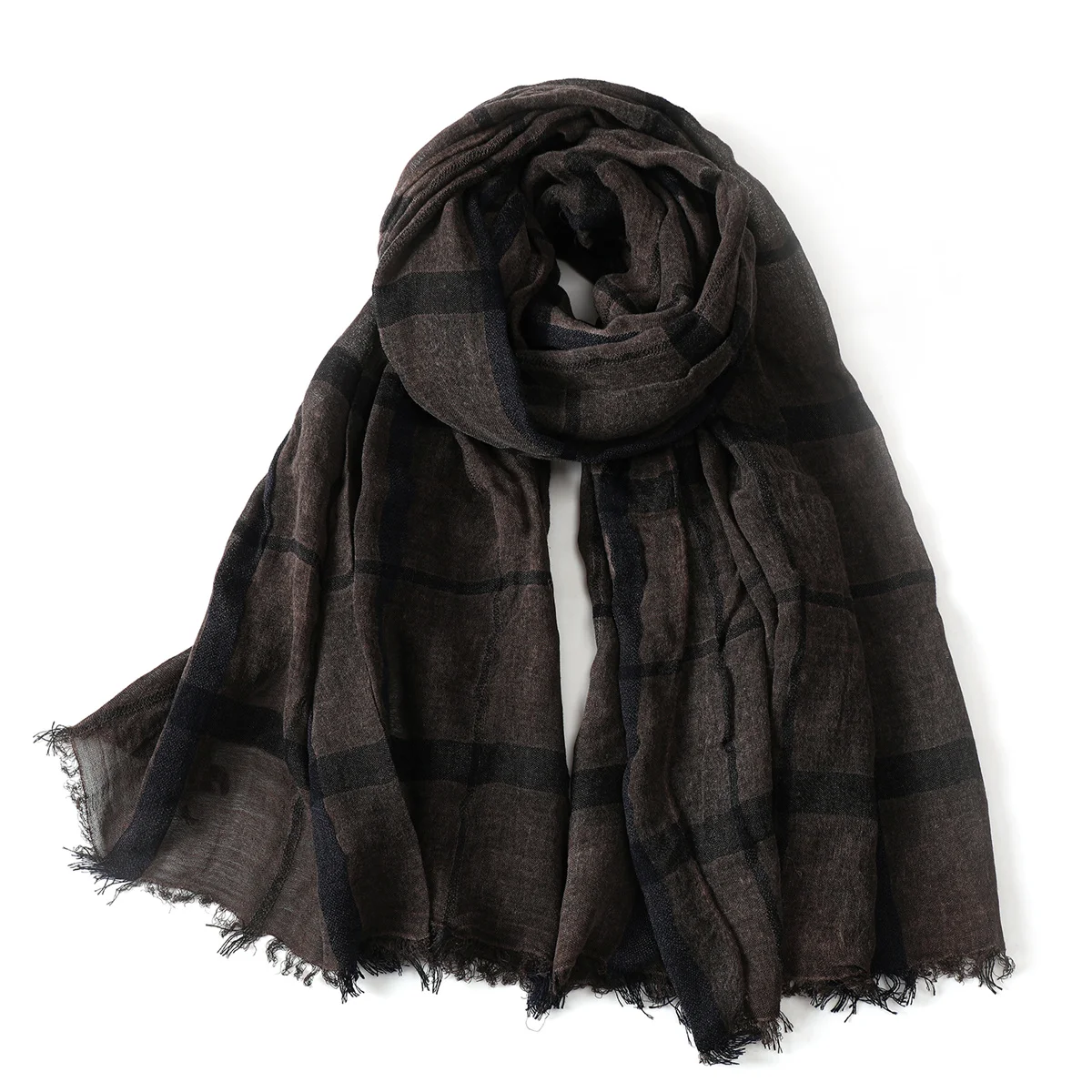 Mode Plaid Baumwolle Leinen Männer Schals Herbst Winter Warme männer Schal Kurze Quaste Bufanda Männlichen Zubehör Pashmina Schal – Detail 8