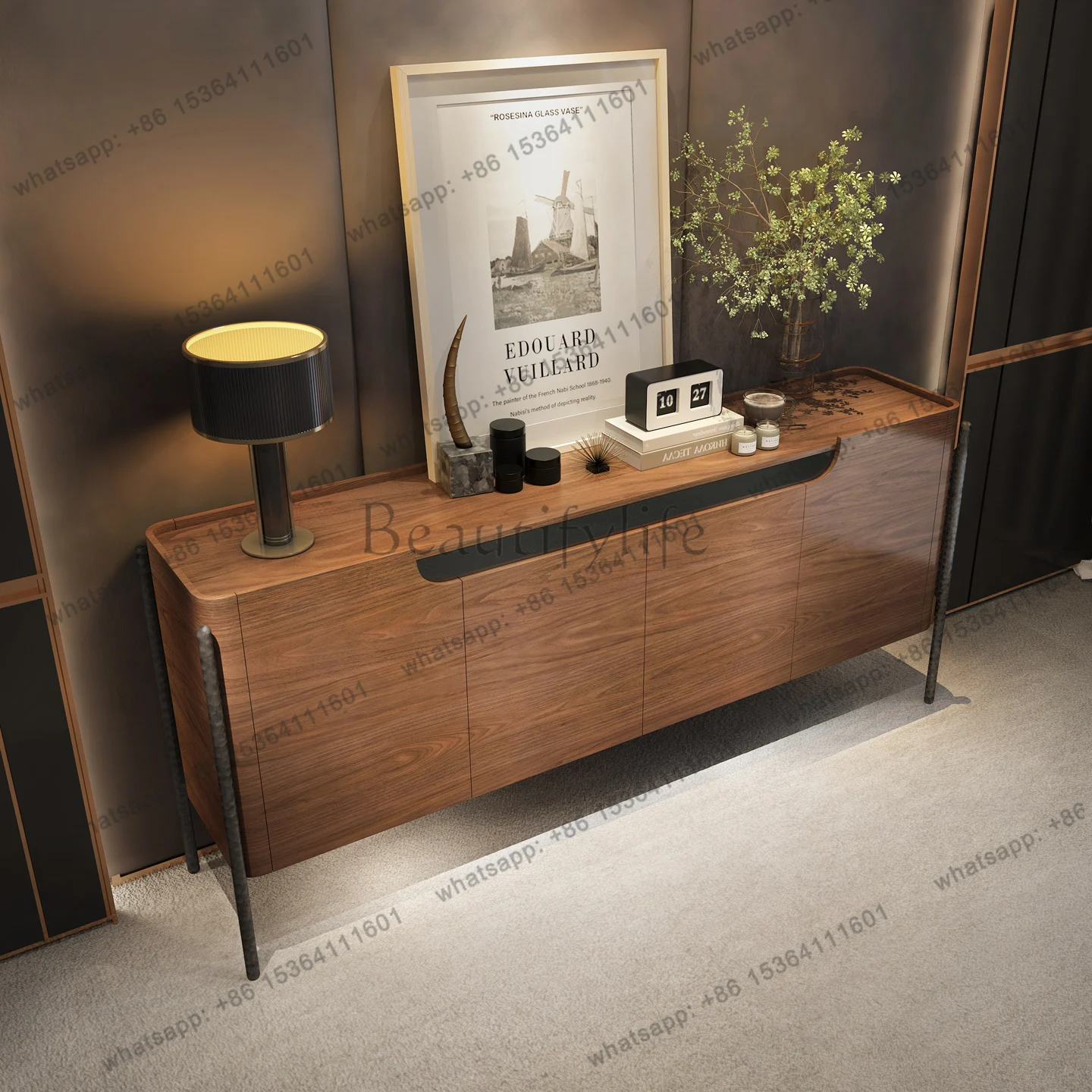 

French retro style home entrance cabinet, high-end solid wood locker