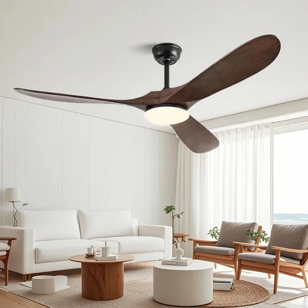 60 Inch Vintage Wooden Ceiling Fan with Remote Control - Industrial Style Decorative Blower
